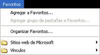 Menú favoritos de Internet Explorer