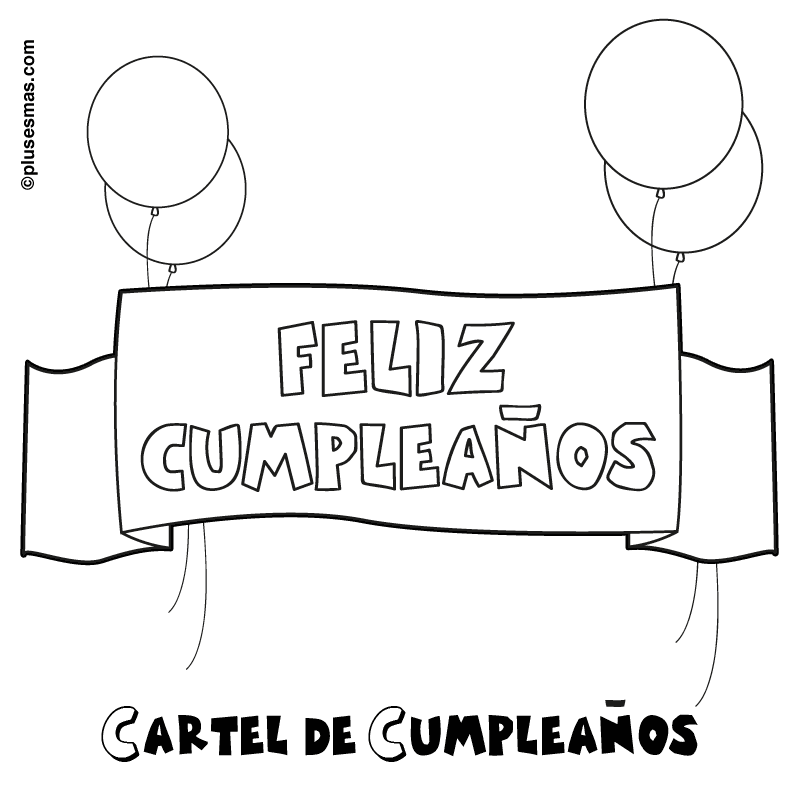 Colorear pancarta de feliz cumpleaños