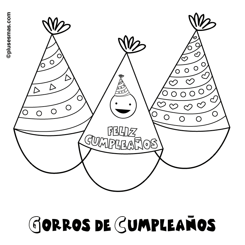 Gorros de cumpleaños para colorear