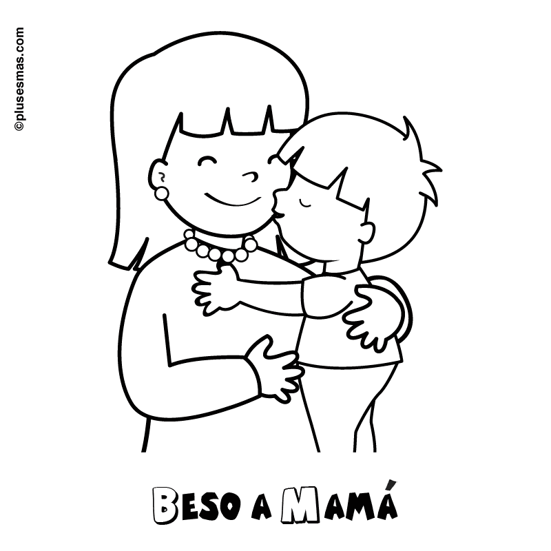 Colorear beso a mamá