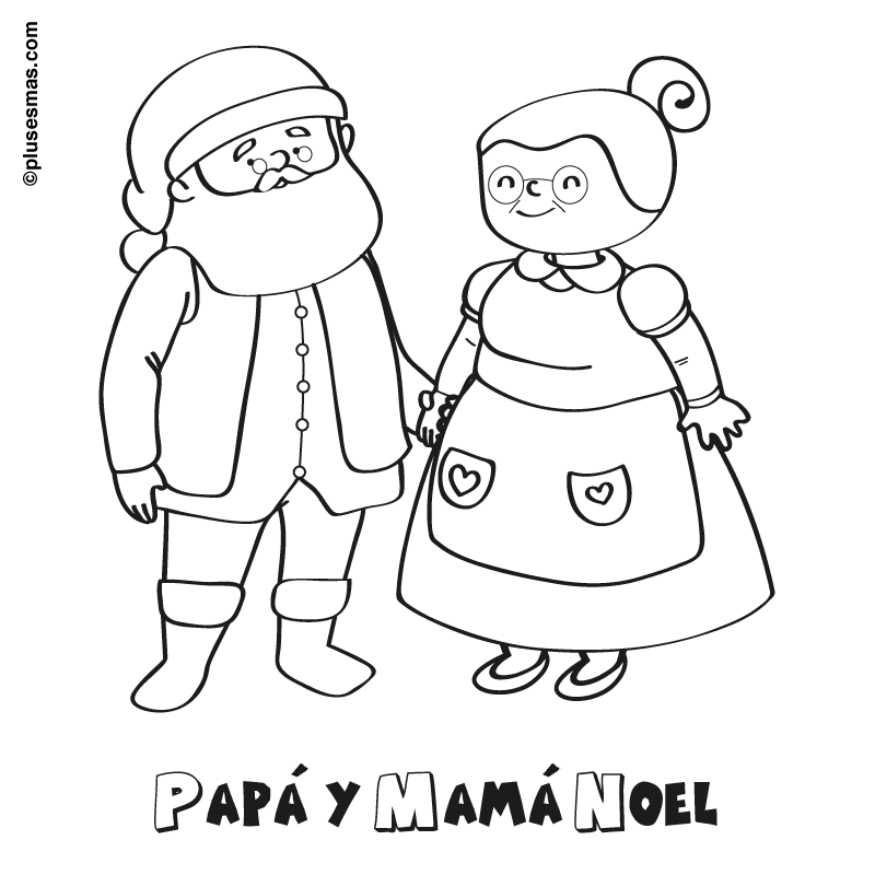 Colorear a papá y mamá noel