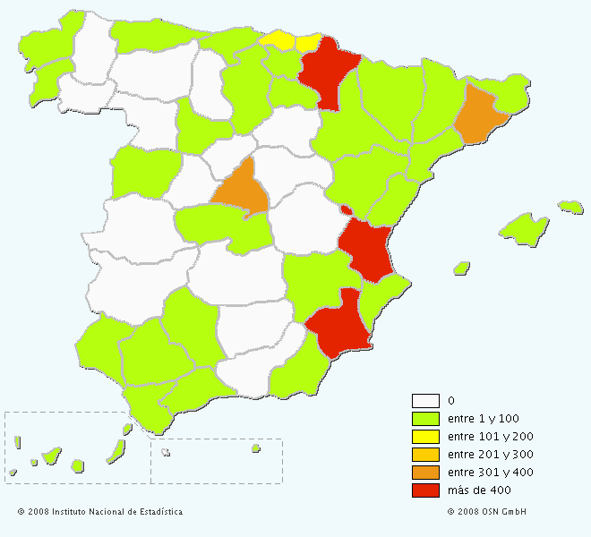 Mapa del apellido Esparza